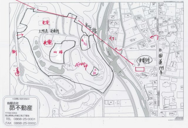 鏡野町古川　業務用地（太陽光発電）13325坪の地図