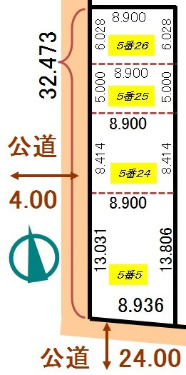 【土地図】 | 大楽毛5丁目5-5，24，25，26売地