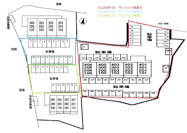 サンリッツ高宮Cの区画図