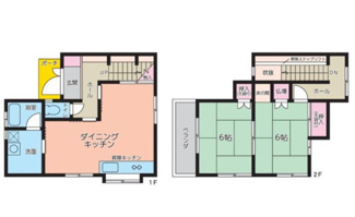 【間取り】 | 伊丹市平松３丁目中古テラスハウス | ゆったりとした２LDKの 間取りです♪階段には「いす式階段昇降機」が設置されております！