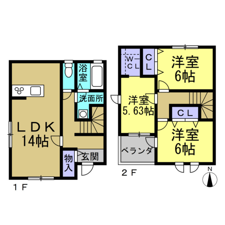 リーブルファイン新田町　2号棟の間取り
