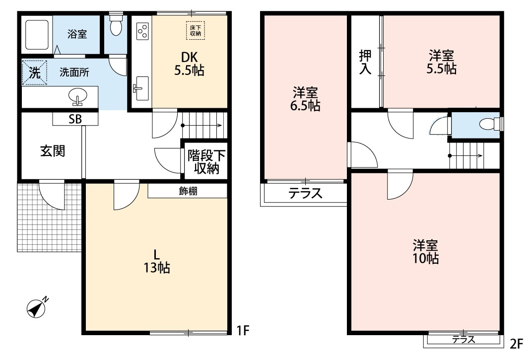 小牧市桃ケ丘1丁目　中古戸建の間取り|リビングには壁一面の飾棚。3口IHクッキングヒーター＆食器洗浄乾燥機で省エネ・衛生的！