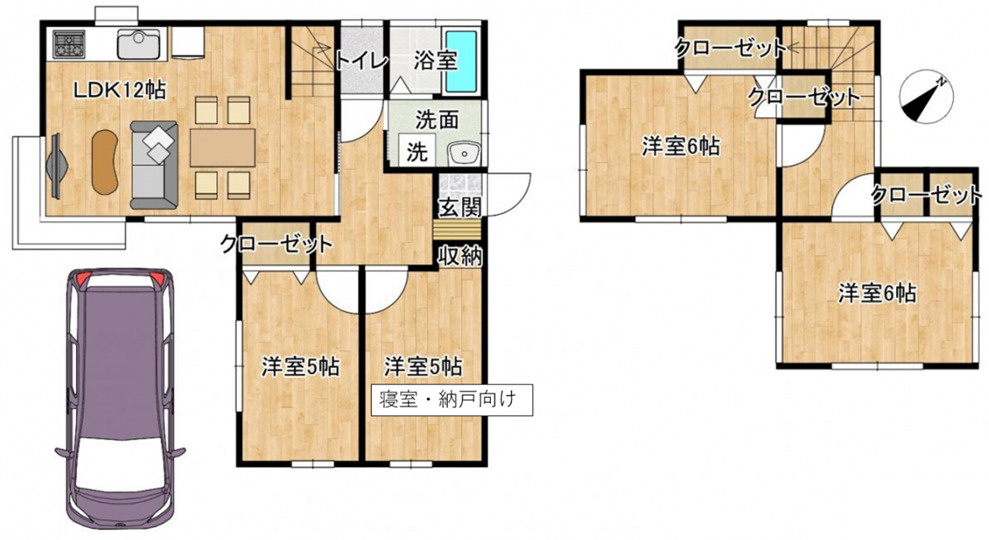 狭山市柏原　中古戸建　４LDK＋カースペースの間取り