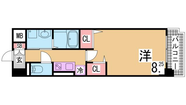 神戸市長田区大橋町８丁目の賃貸マンションの間取り