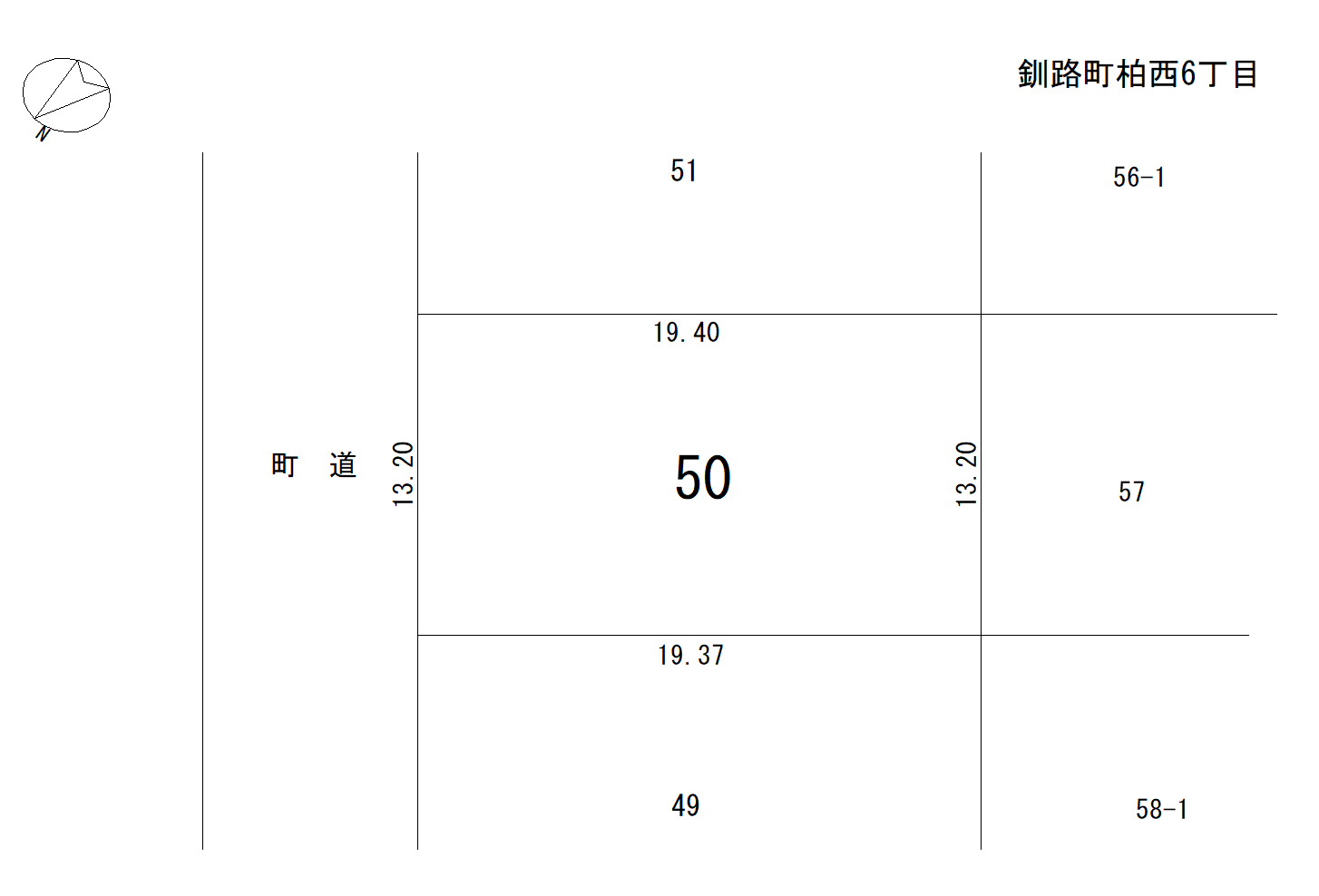 釧路町柏西6丁目　売土地の区画図