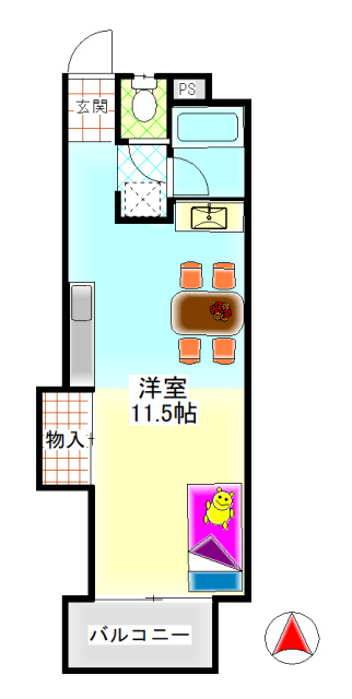 美和ハイツの間取り|美和　美和ハイツ　１R　間取り