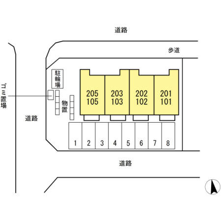 サンジュエル一本木の区画図
