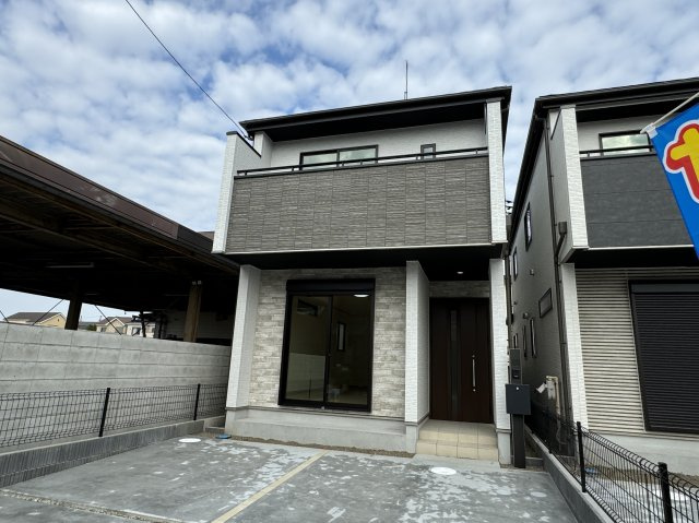 松戸市栄町西５丁目新築戸建【古ヶ崎小学校：7分】の外観|1号棟外観・完成済み内覧可能です！