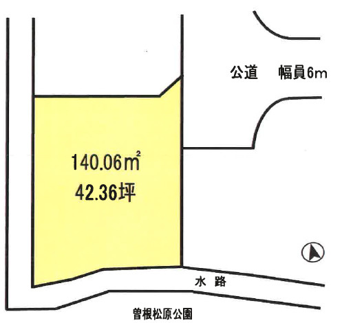 高砂市曽根町　土地の土地図|敷地　約42.3坪です。