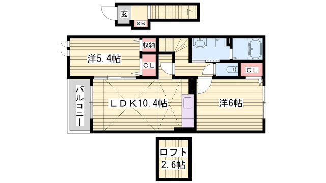 神戸市西区伊川谷町有瀬のアパートの間取り