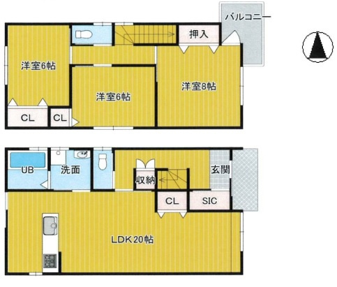 【参考プラン】 | K11826-2号地大宮 | 1階：約52.24㎡、2階：約43.74㎡、延床：約95.98㎡、1,600万円、外構費別途要