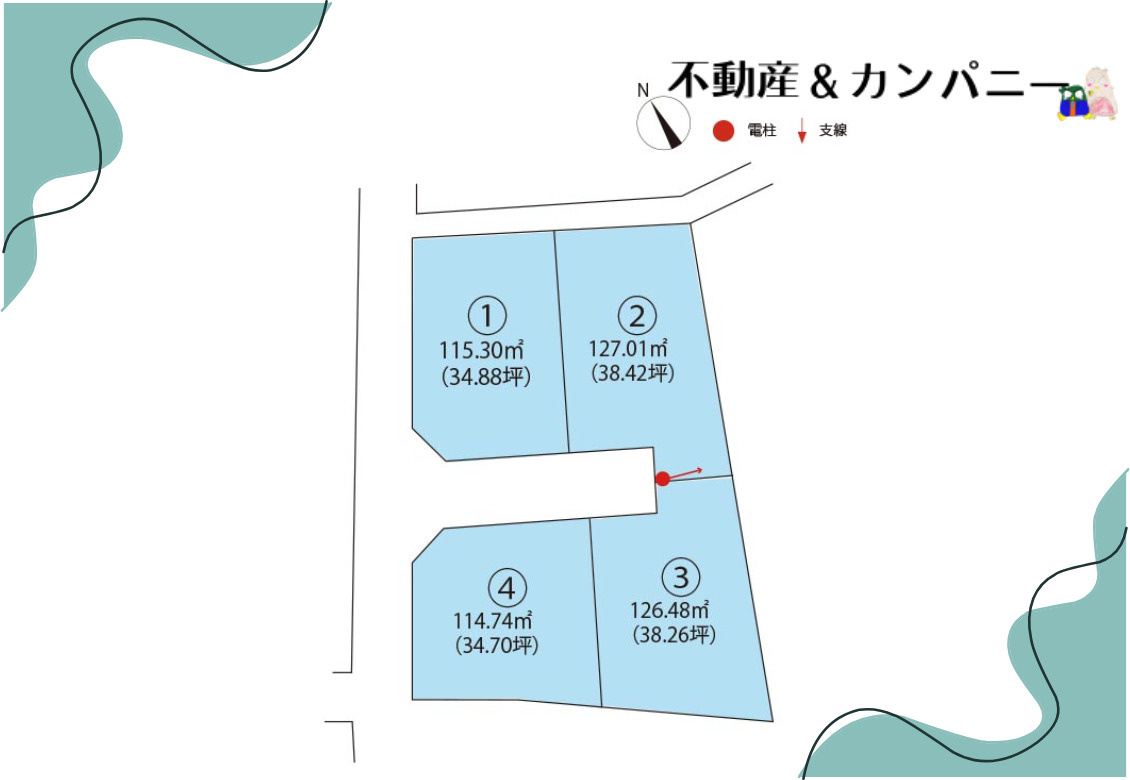 メルティータウン東野　コナラの家(4号棟)　東野5丁目分譲戸建(全4棟)の区画図