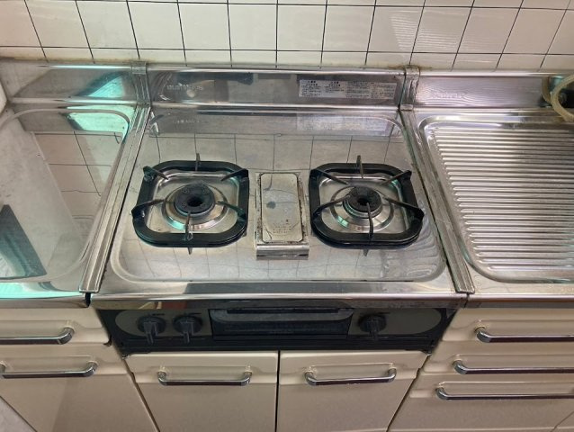 尾花沢市五十沢中古店舗のキッチン|２口ガスコンロ
