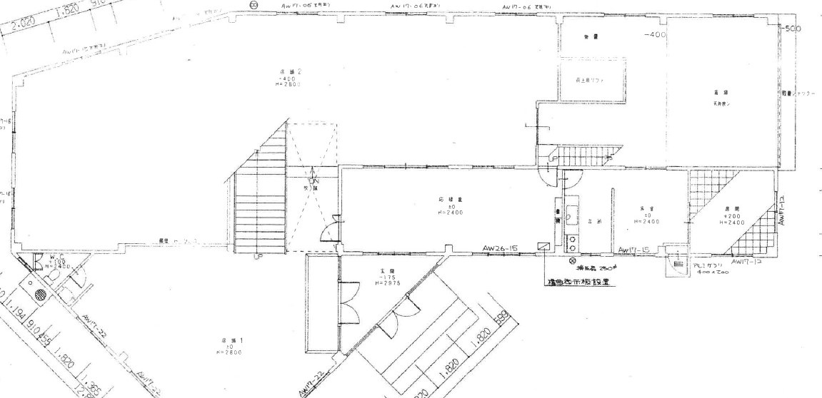 尾花沢市五十沢中古店舗の間取り|1階間取り図