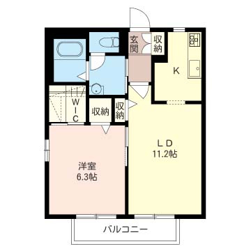 【間取り】 | リーフ都筑B【SHM】 | 1LDKタイプはキッチンと寝室を分けたい方におすすめです☆カップルさんや新婚さんにも大人気！全室洋室で過ごしやすいですね☆
