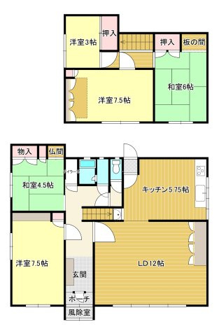 室蘭市沢町23-4戸建　(左)の間取り