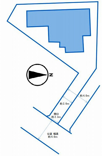 山本6丁目　一戸建ての区画図|市道から少し奥まった場所になり、プライバシーや静かな住環境を保ちやすい立地です。