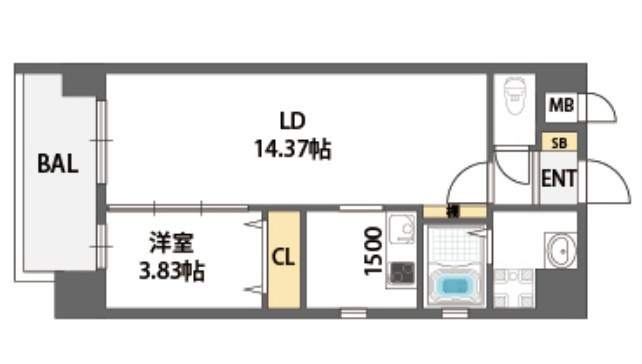 【間取り】 | ブリリアント扇町公園