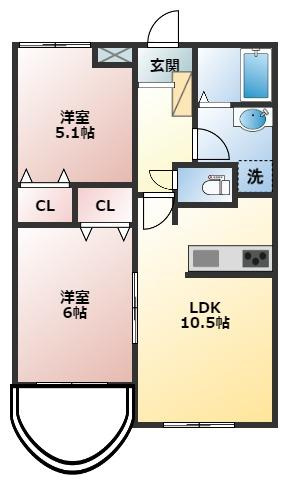 レグルスの間取り|人気の２LDKです　反転タイプございます