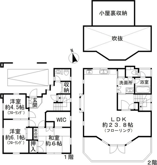【間取り】 | 松庵一丁目戸建-定期借家契約5年-
