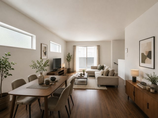 ハピレハウス北野田の居間・リビング|駅近でありながら周辺は住宅街となっており、大きな道路から少し中に入るため、静かな環境です。