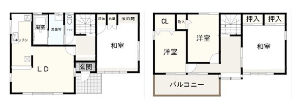 海南市大野中・中古戸建・54600の間取り