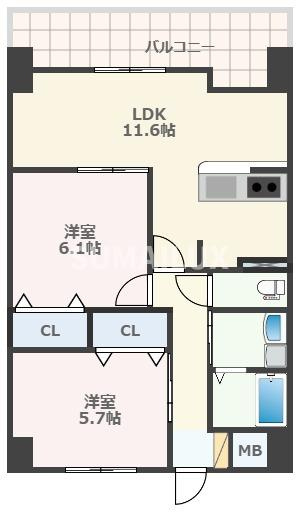 サムティ熊本近見Ⅰの間取り