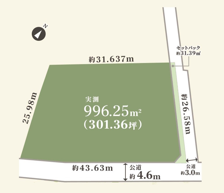 敷地面積301坪　売地　川越市笠幡