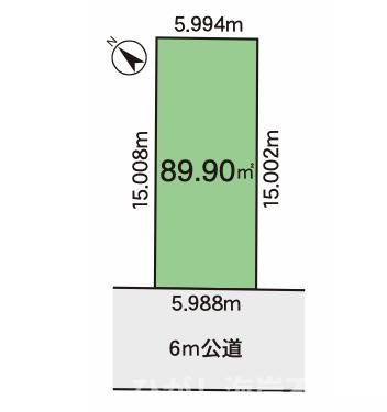 厚木市宮の里　新築戸建の区画図|南西側に道路が接道した日当たり良好のお土地です。