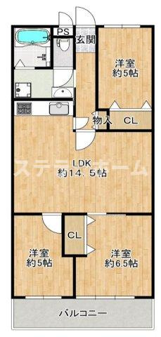 豊中緑丘パーク・マンションの間取り|3LDKの物件です