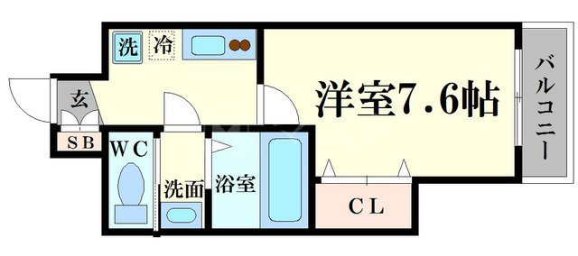 ラグゼ玉造Ⅰの間取り