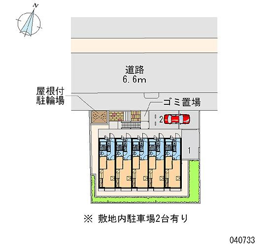 【区画図】 | メゾン若葉台 | 敷地内に屋根付き駐輪場、ゴミ置き場があります。