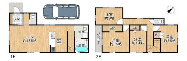 【間取り】 | 垂水区歌敷山4丁目　新築戸建　2号棟