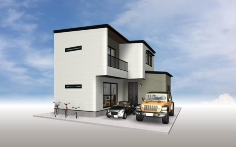 朝倉本町　新築戸建　2号地の外観パース|2号地　建物面積　96.05㎡　（約29.05坪）