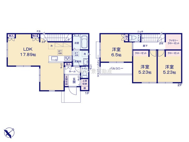 《仲介手数料無料》緑区大字三室7207-2新築一戸建ての間取り