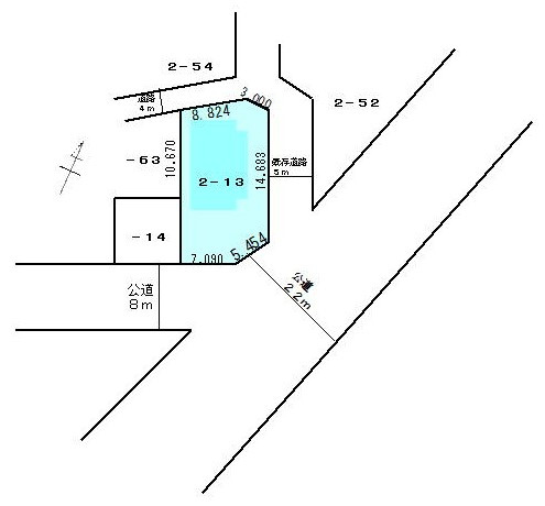 堀川町　「家は品質！」当社施工の中古住宅　2015年築　4LDKの区画図|敷地と道路の関係です。３つの道路に接しています。

