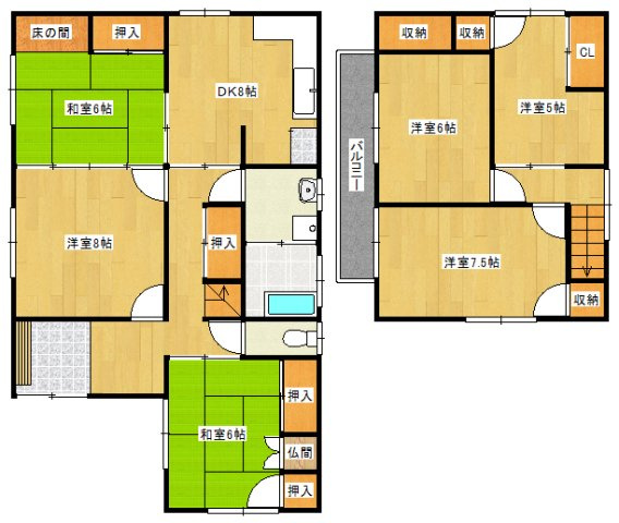 久留米市津福本町の一戸建ての間取り