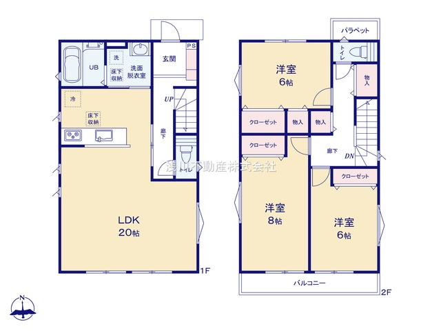 八王子市　元八王子町　新築一戸建て　６期の間取り|～南向き3LDK　全室6帖以上の快適住空間～