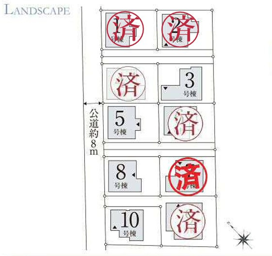 伊勢崎市宮子町　新築住宅8号棟の区画図