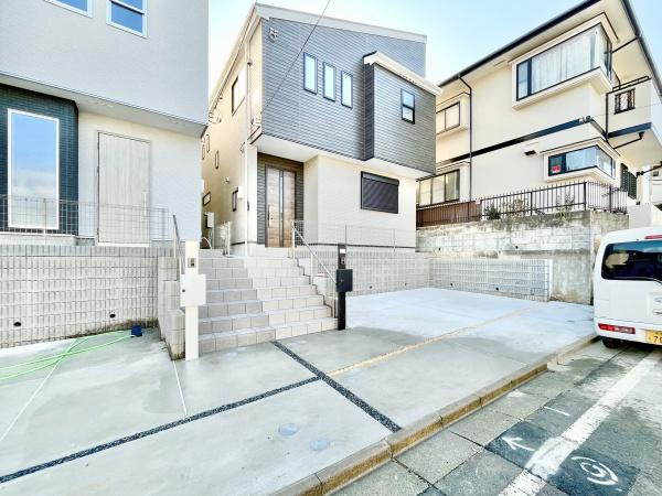 横浜市緑区中山６丁目の新築一戸建の外観|閑静な住宅地でゆったりとお過ごし頂けます。
お気軽にお問合せ下さい！