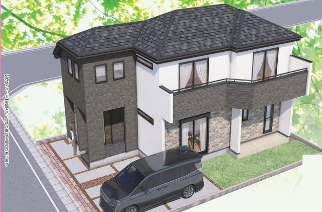 松戸市常盤平６丁目新築戸建【常盤平第二小学校：8分】の外観パース|2号棟完成予想図