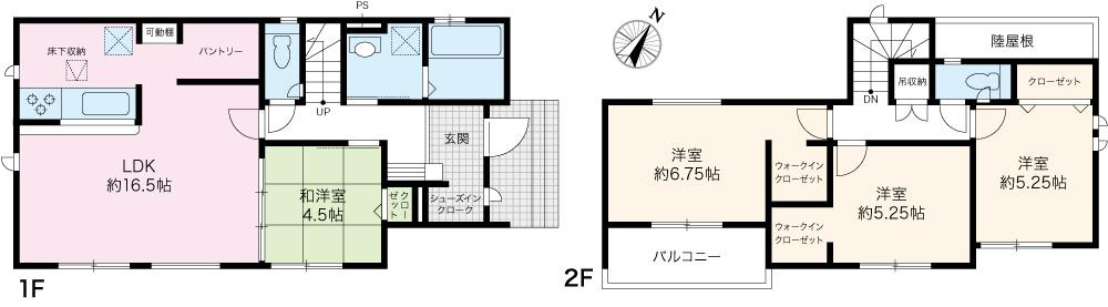 土佐市蓮池　新築戸建　１号棟　【3期2棟】（全2区画）の間取り