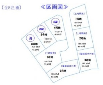 土佐市蓮池　建築条件なし　売土地　3号地　新造成地（全8区画）の区画図|3号地