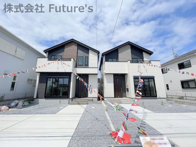 吉川市中野　新築戸建　全2棟　1号棟の外観|前面にゆとりがある全2棟の新築分譲住宅