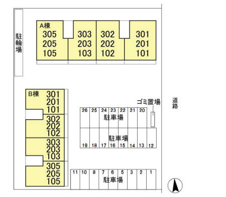 アローフィールド Bの区画図