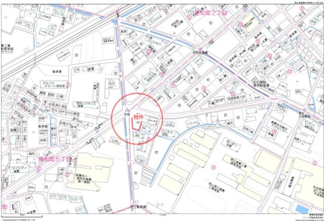 老松町4丁目売地の地図
