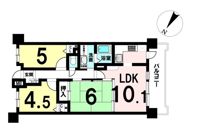 プレステージ明石大久保Ⅴ　3階の間取り|3LDKです