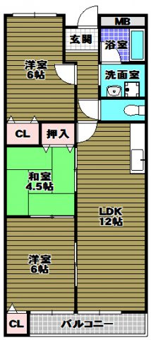 リトルバレイＡ棟の間取り|反転タイプ