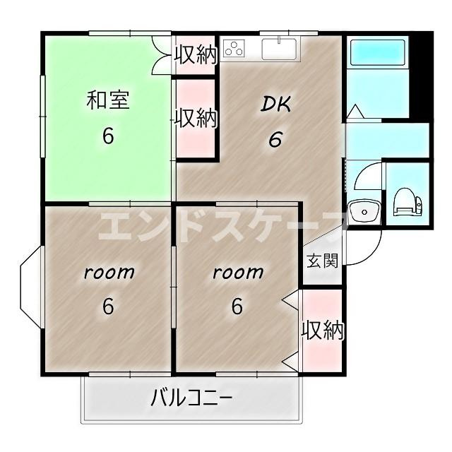 キャッスル飯塚Bの間取り|高崎、前橋、伊勢崎エリアのお部屋探しはエンドスケープまで！お客様の理想お聞かせ下さい♪