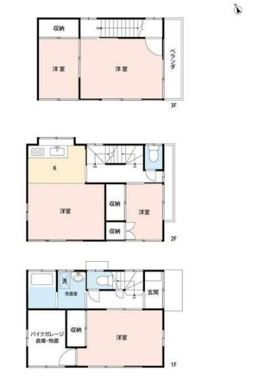 【中古】川越市古市場ガレージ付中古住宅の間取り